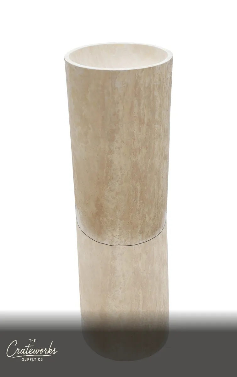 Travertine Pedestal Sink Elegant Round 33.5" Tall