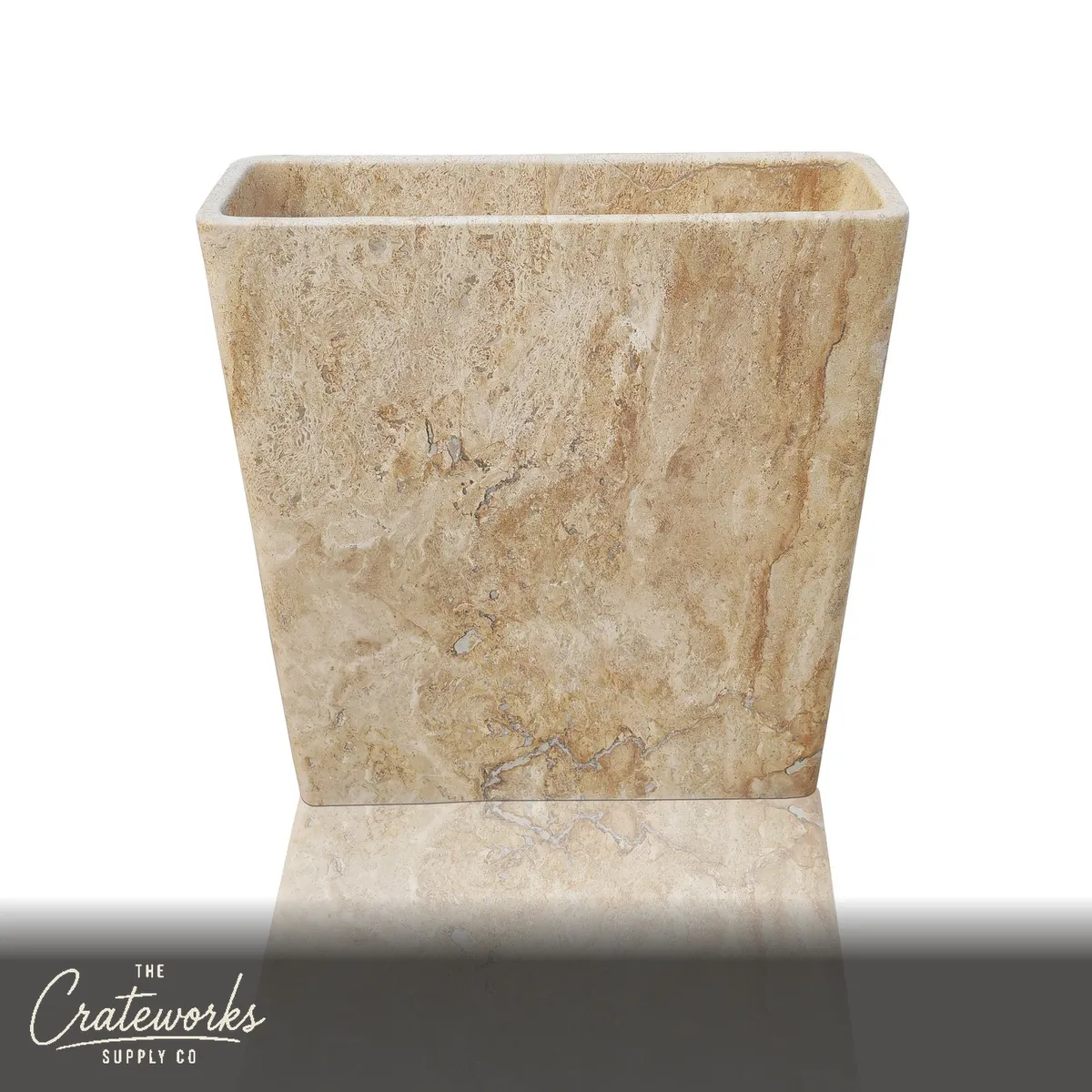 Travertine Pedestal Sink Reverse Pyramid Design 33.4" Tall