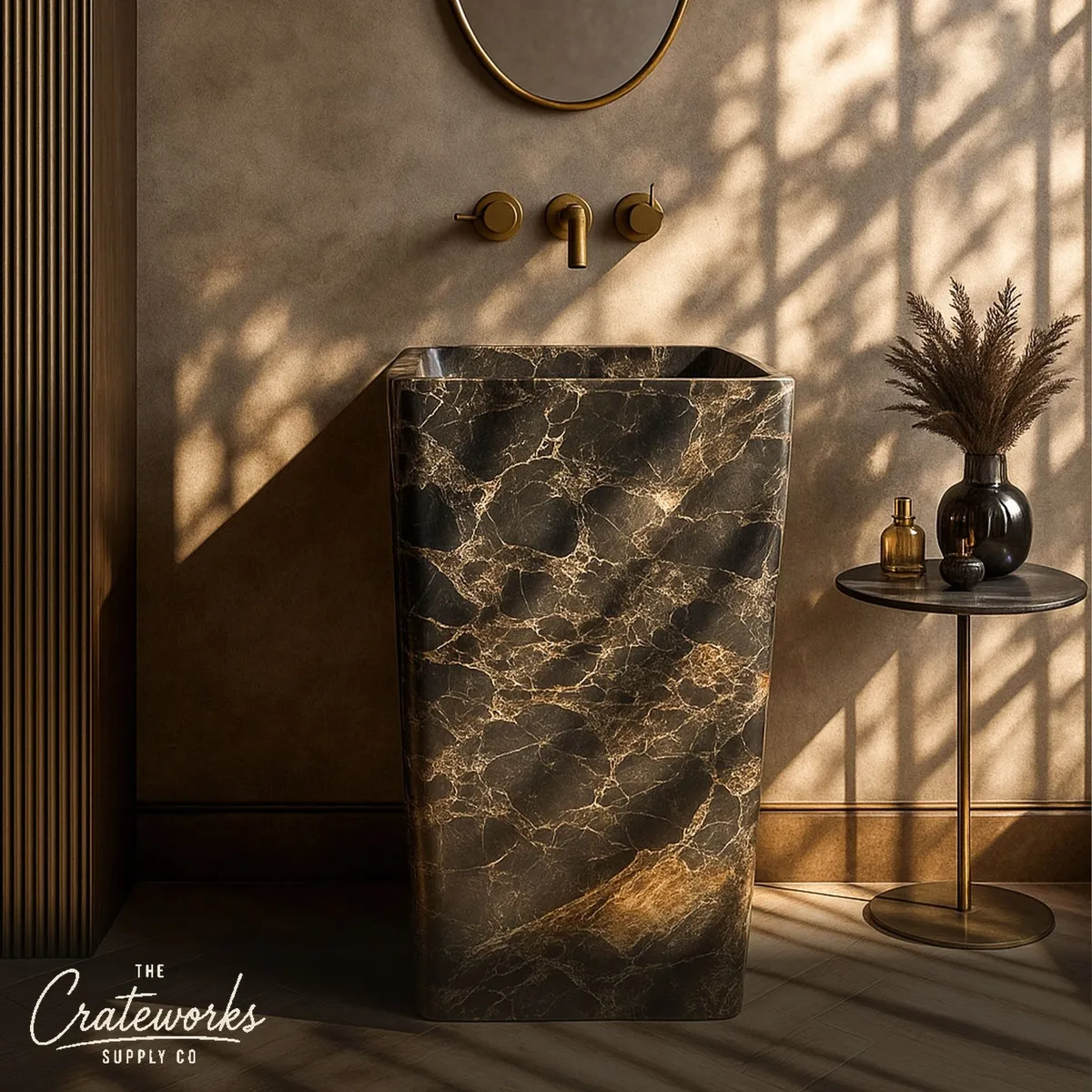 Black Gold Marble Pedestal