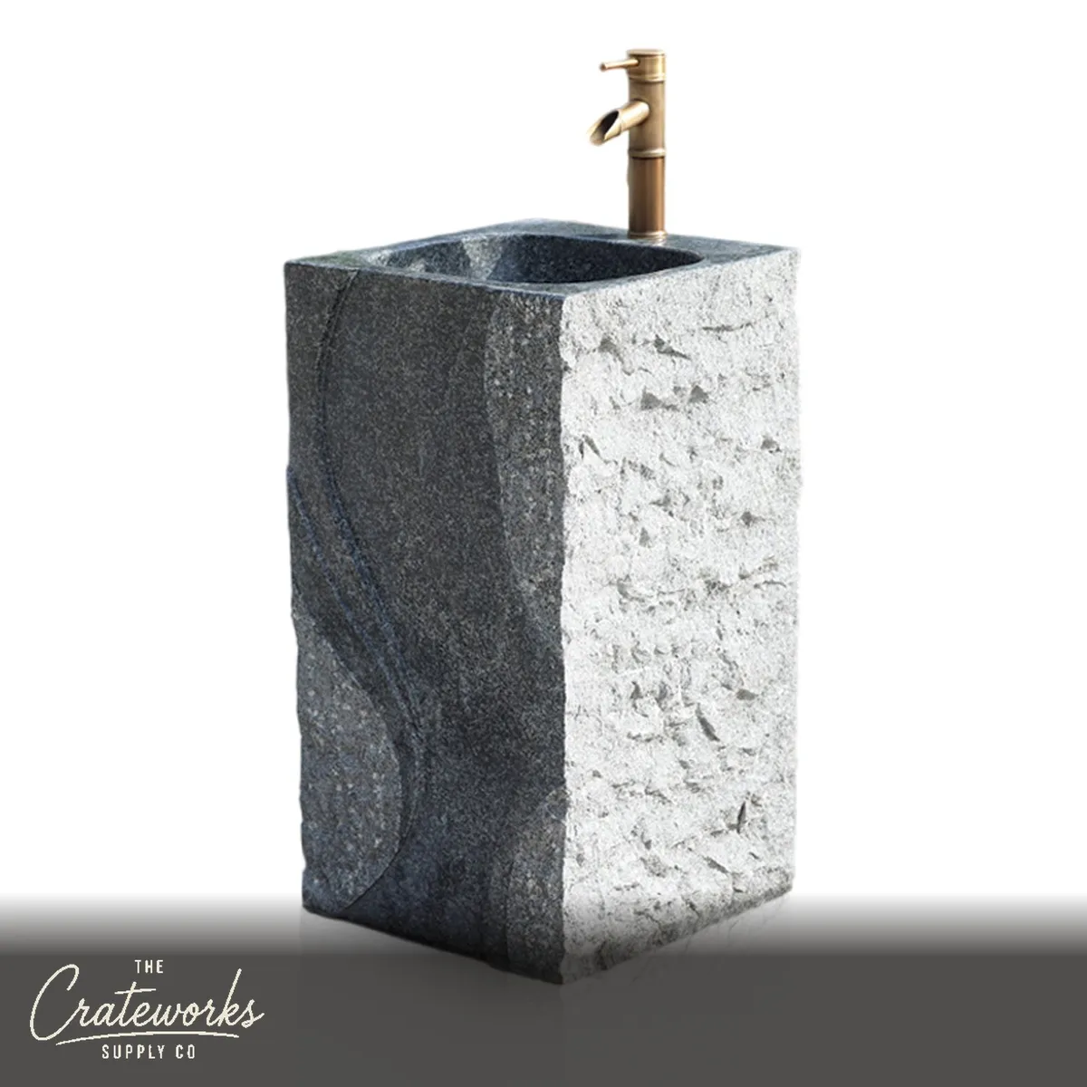 Black Marble Modern Pedestal Sink