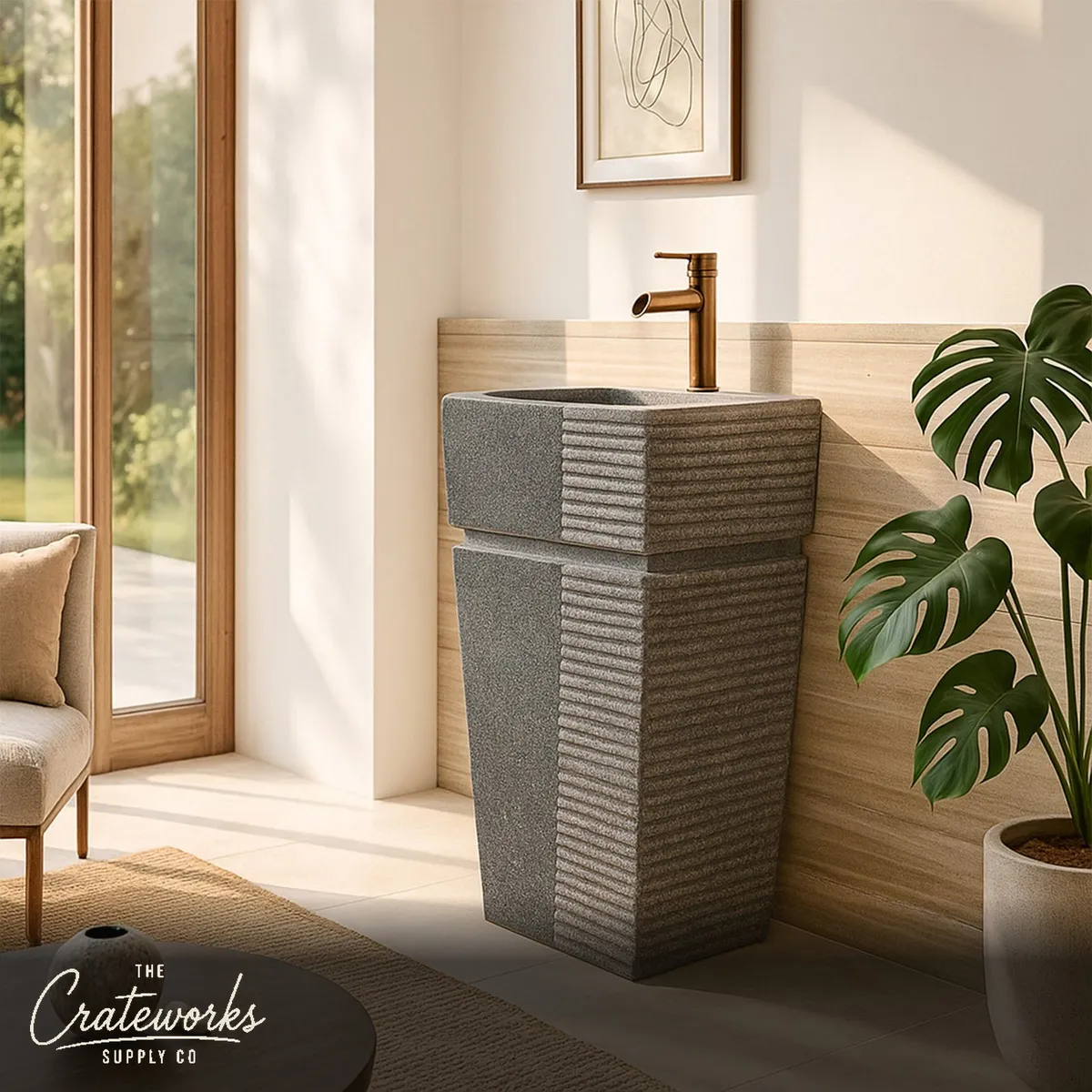 Black Marble Sink Pedestal