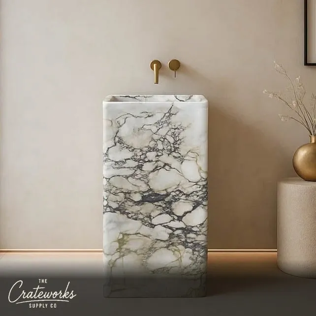 Calacatta Monet Pedestal Sink 33.46" Tall