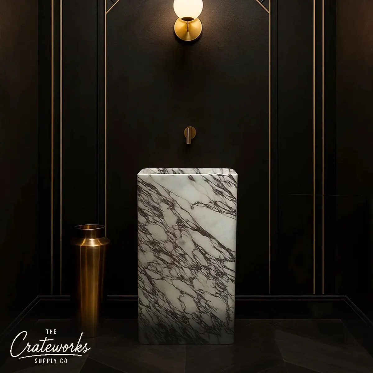 Calacatta Viola Pedestal Sink 33.46" Tall