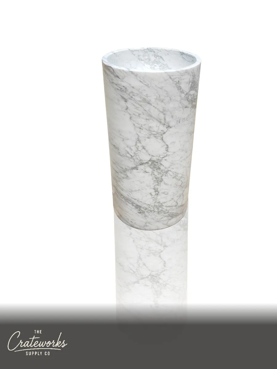 Calacatta Pedestal Marble Sink Open Back 33.5" Tall