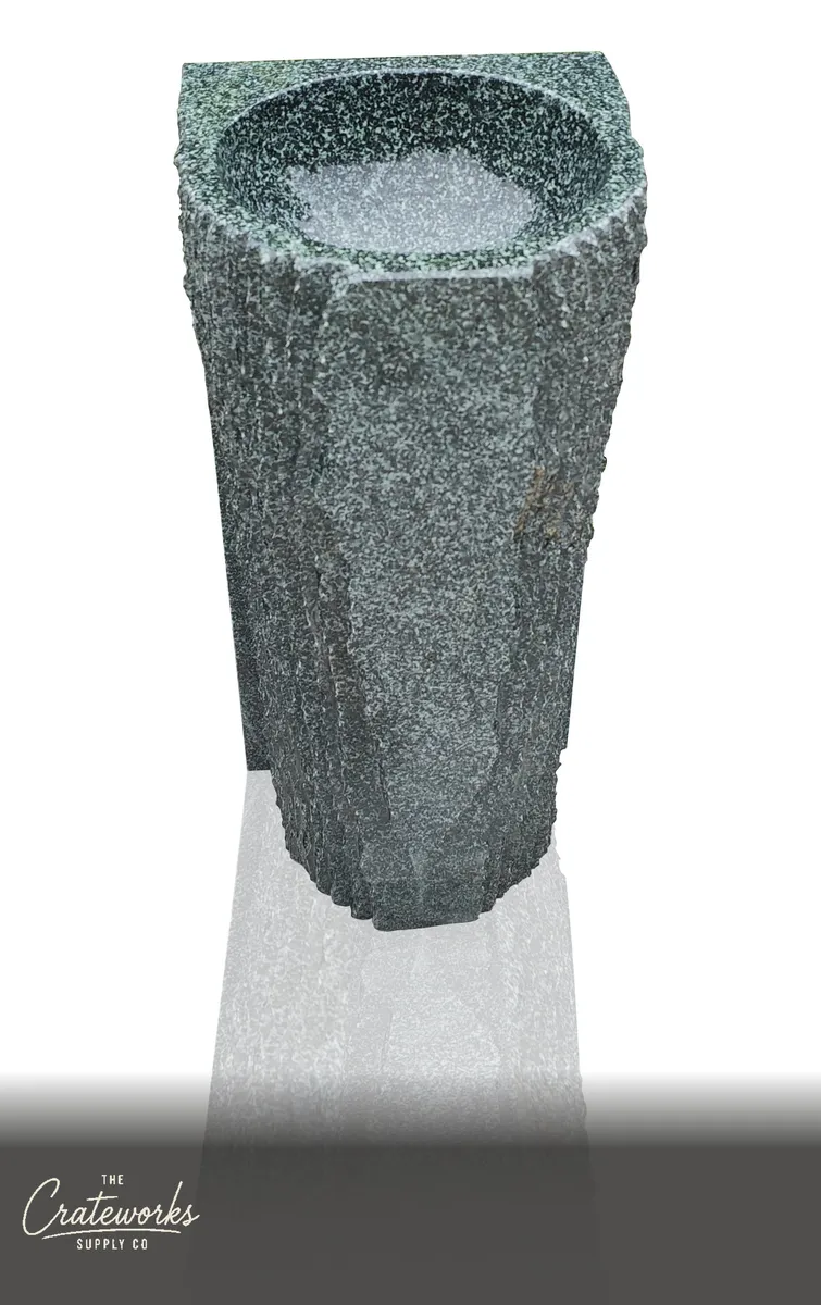 Pedestal Sink Green Marble Rough-Textured 33.5" Tall