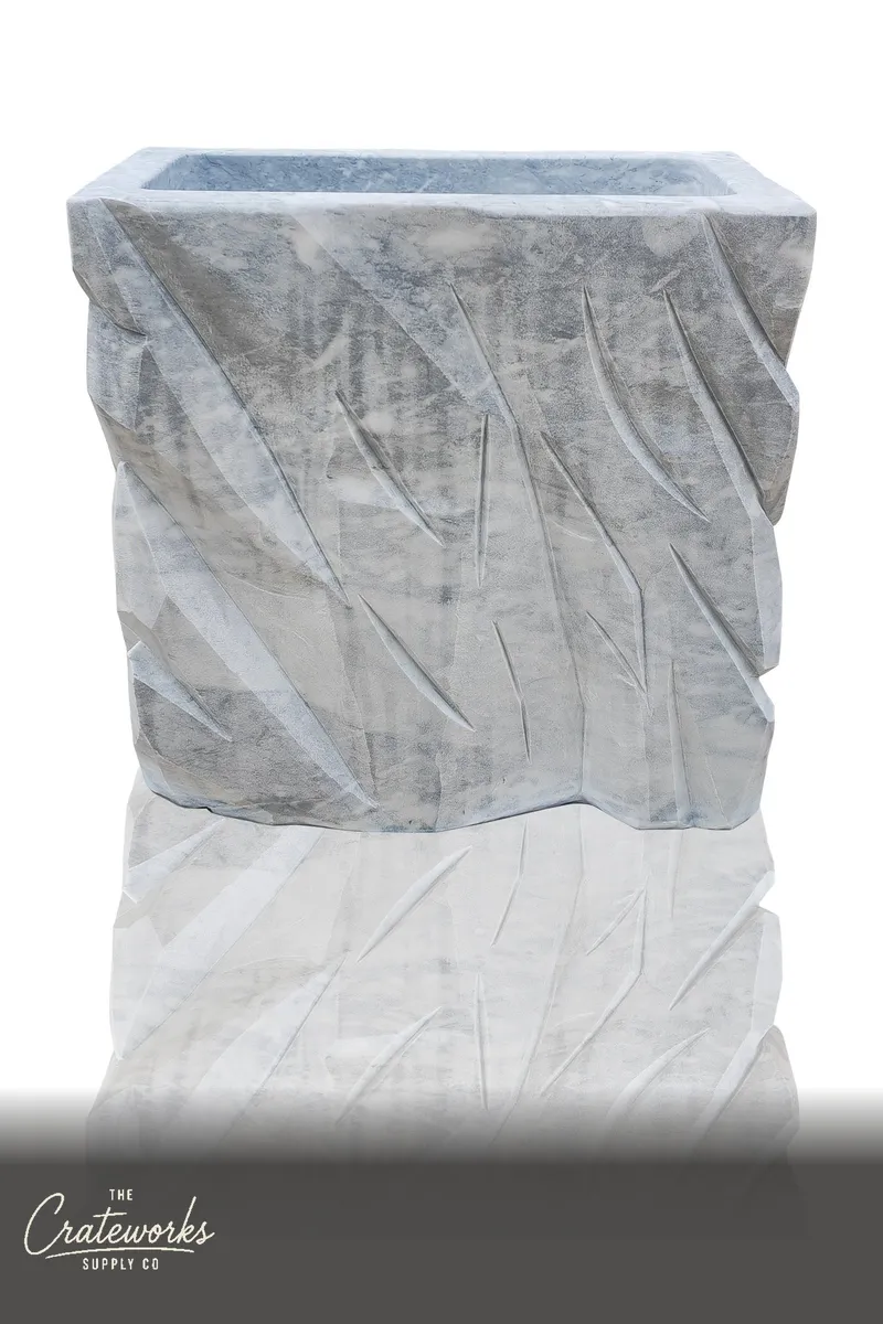 Marble Sink Pedestal Chiseled Grey Marble 33.5" Tall