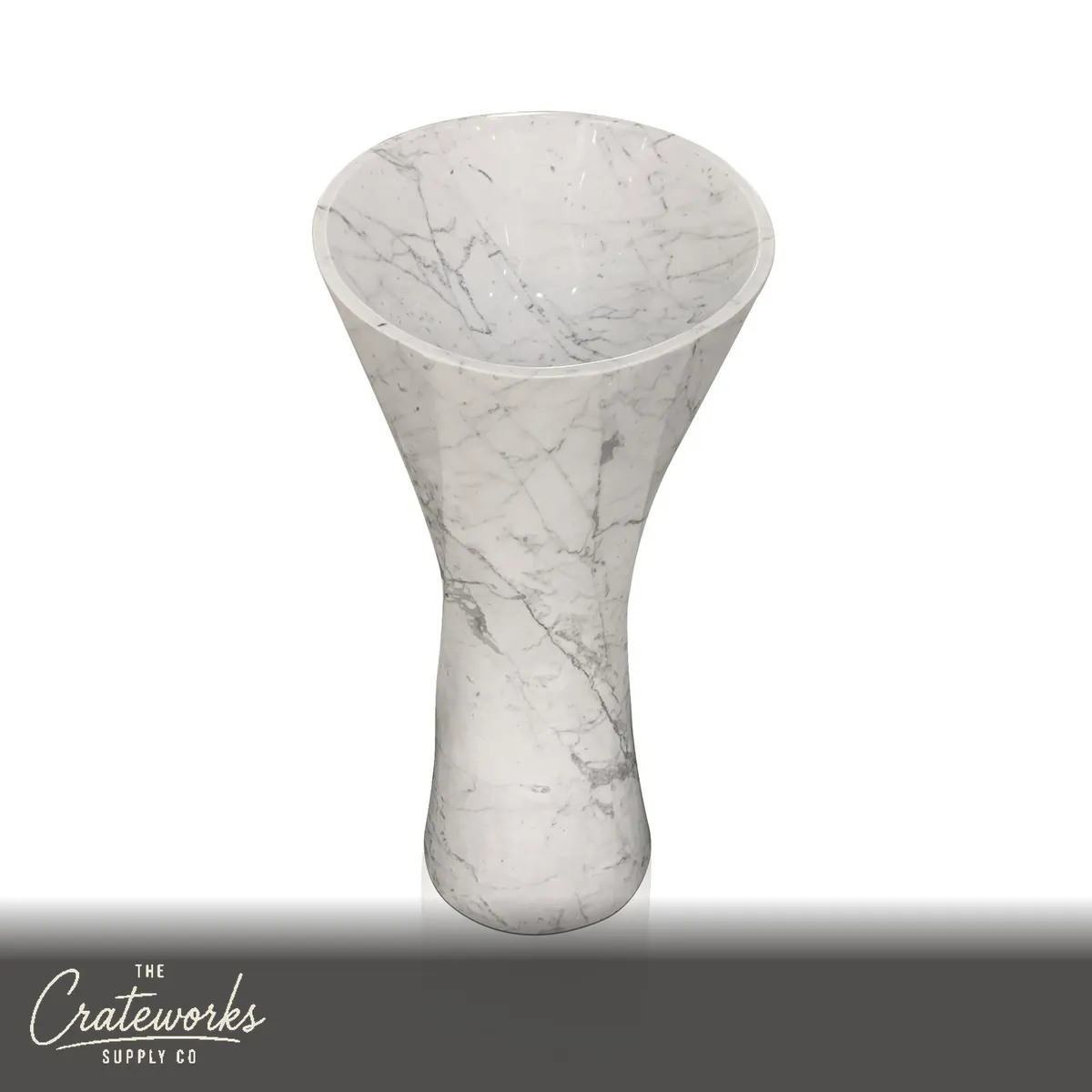 Italian Statuario Marble Pedestal Sink (17.32" by 17.32" by 37.95")