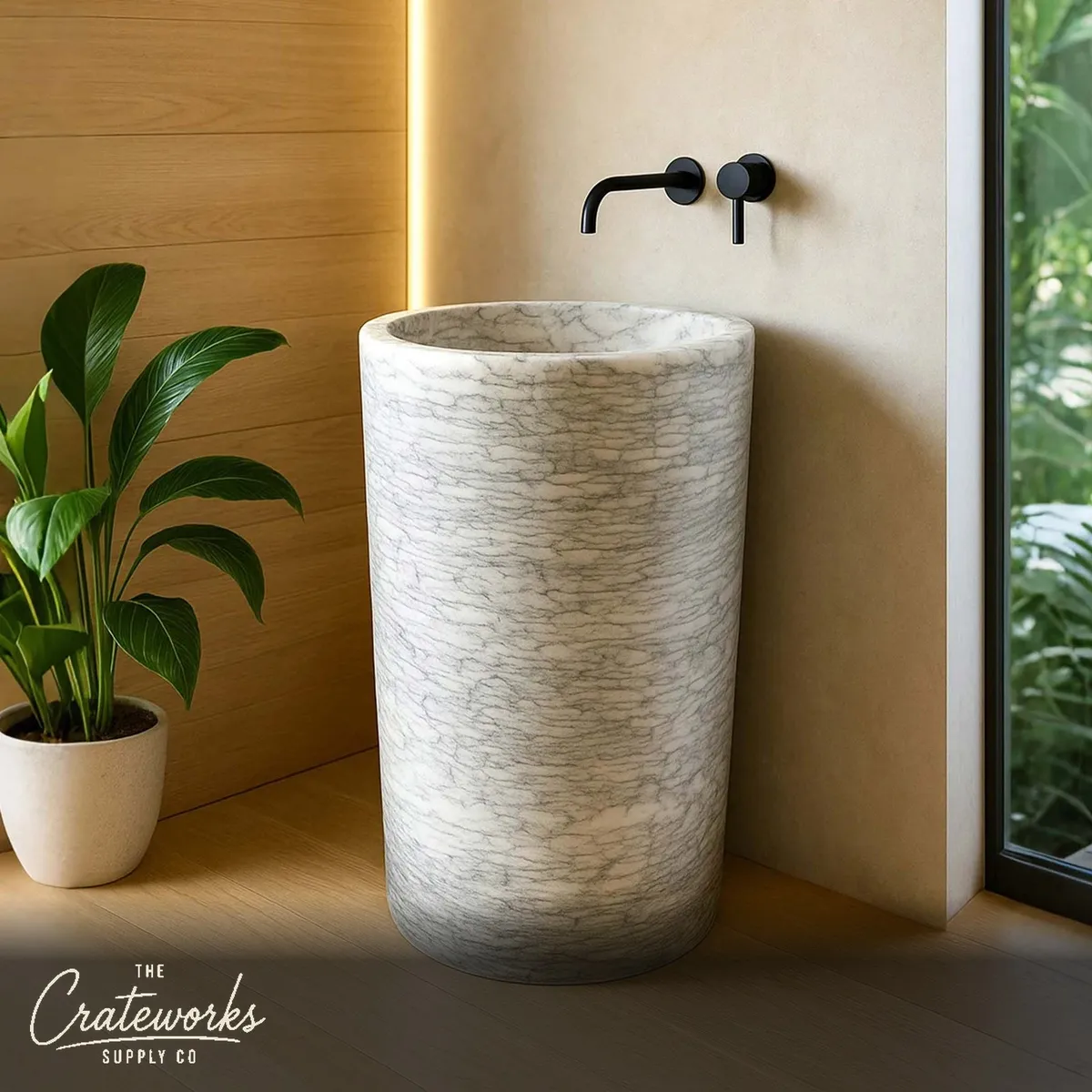 Light Grey Marble Sink Pedestal