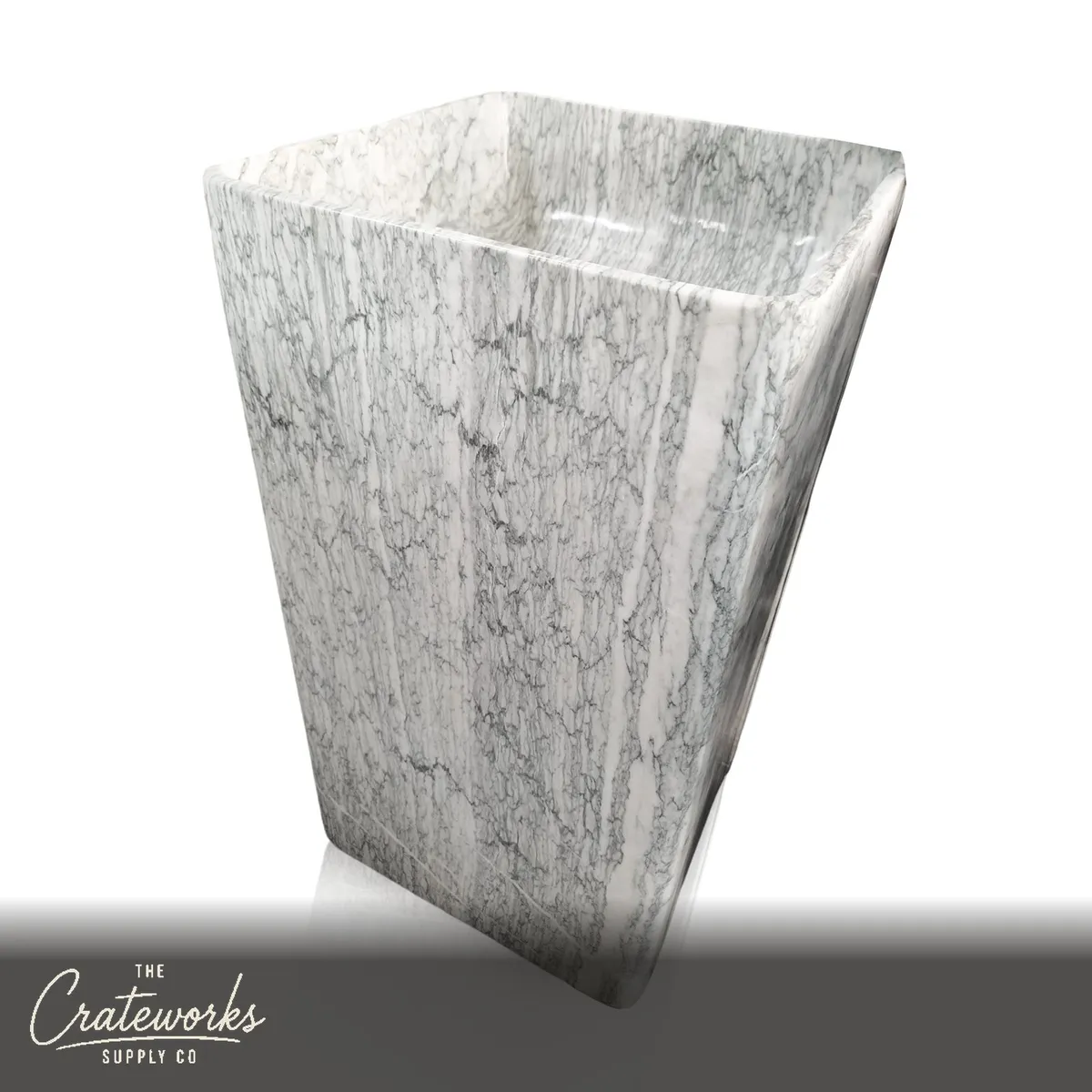 Light Gray Marble Narrow Pedestal Sink