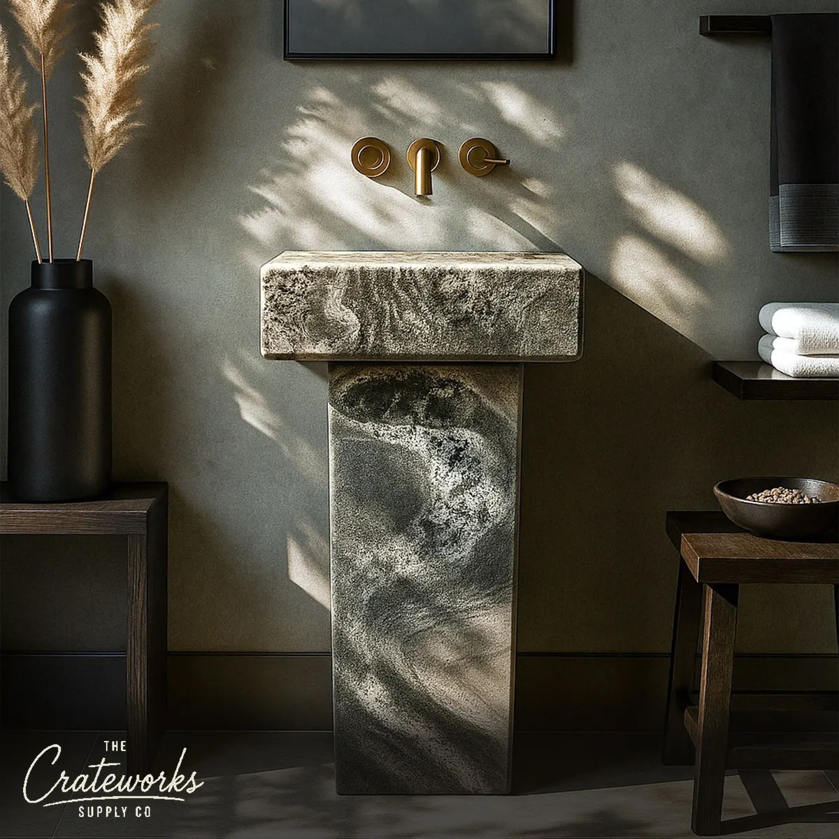 Light Grey Marble Pedestal Sink