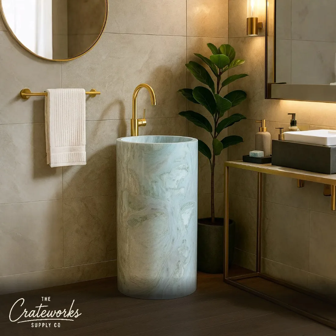 Luxury Marble pedestal sink Modern Simple design