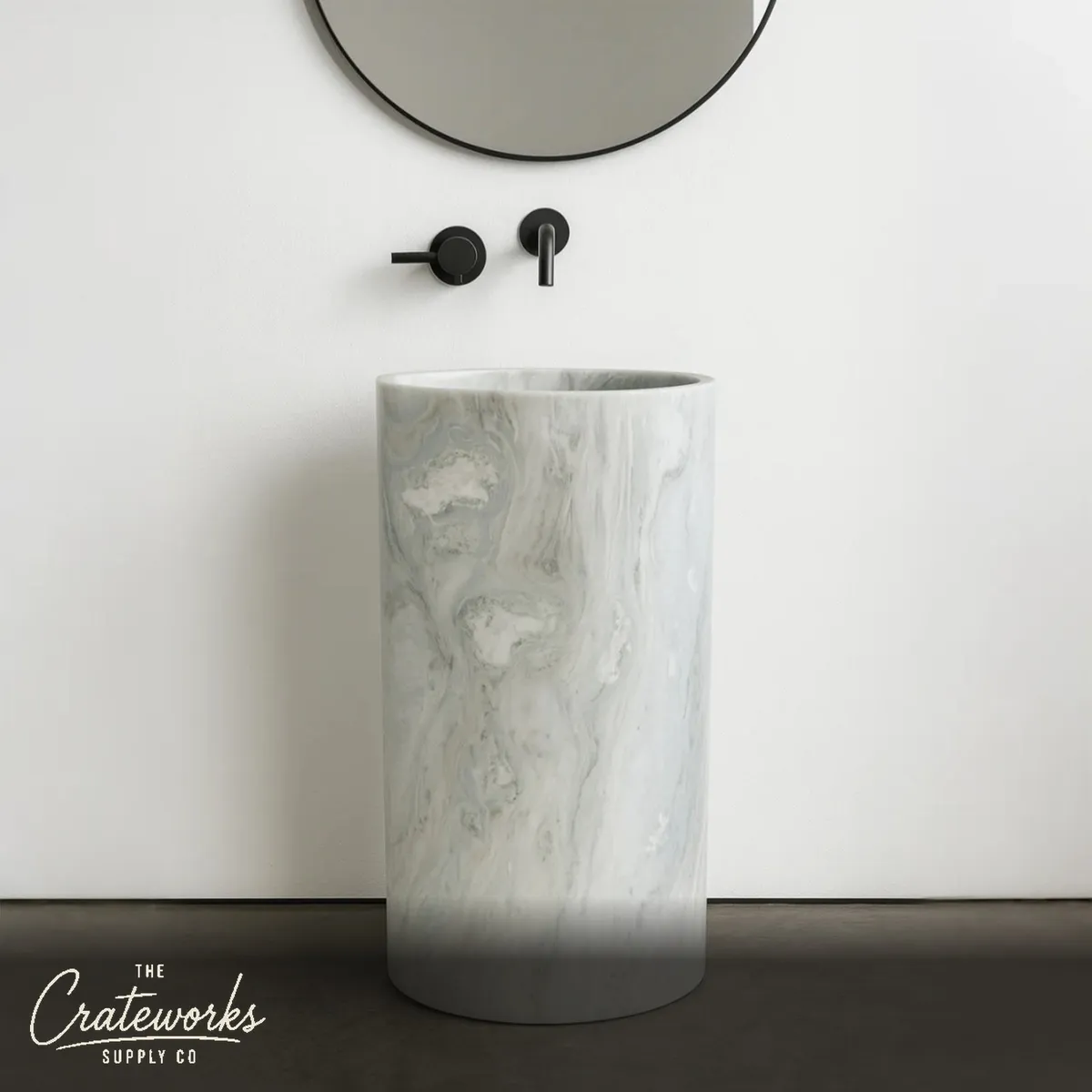 Marble Pedestal Sink Made from Mistica Cyan Marble