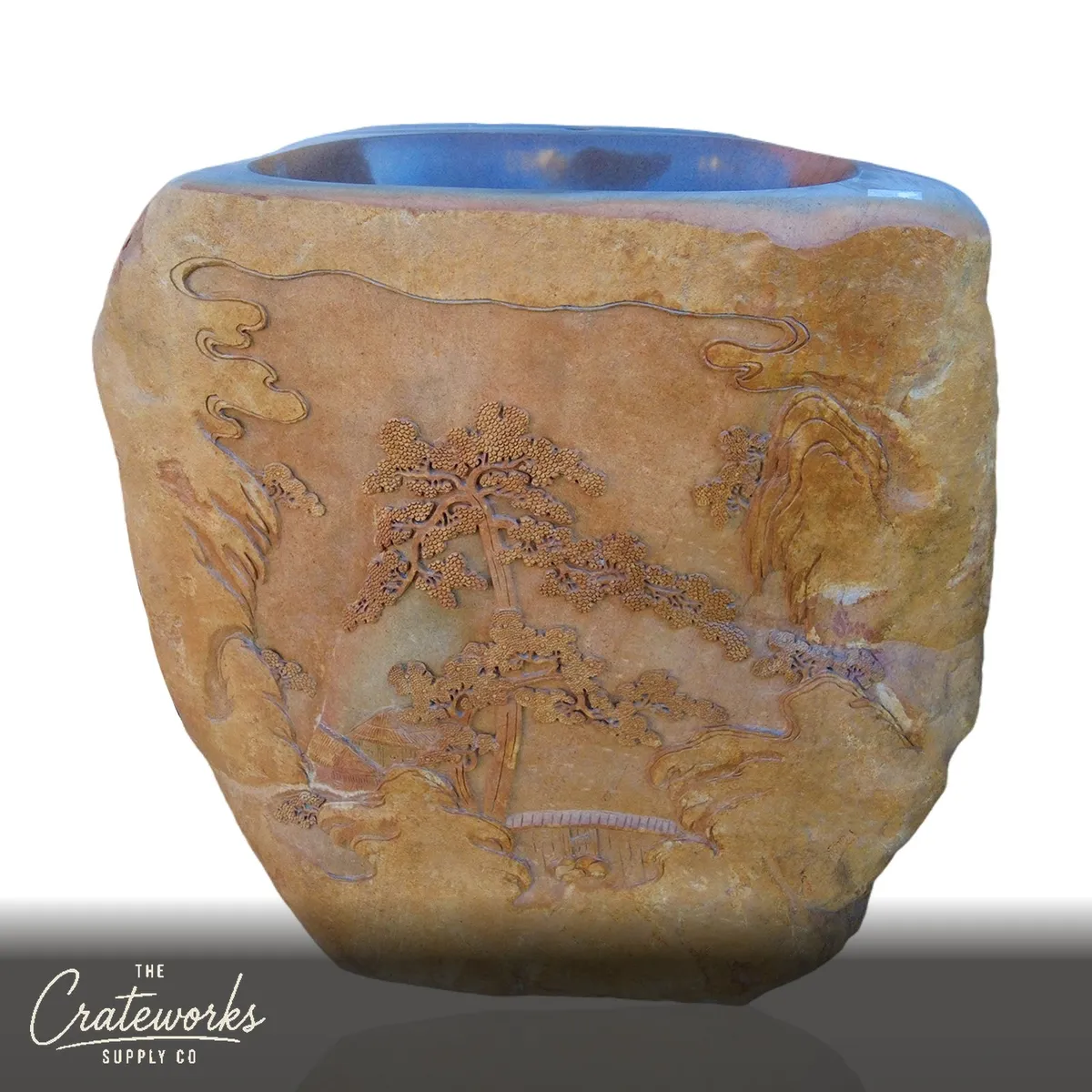Natural Stone Corner Basin And Pedestal