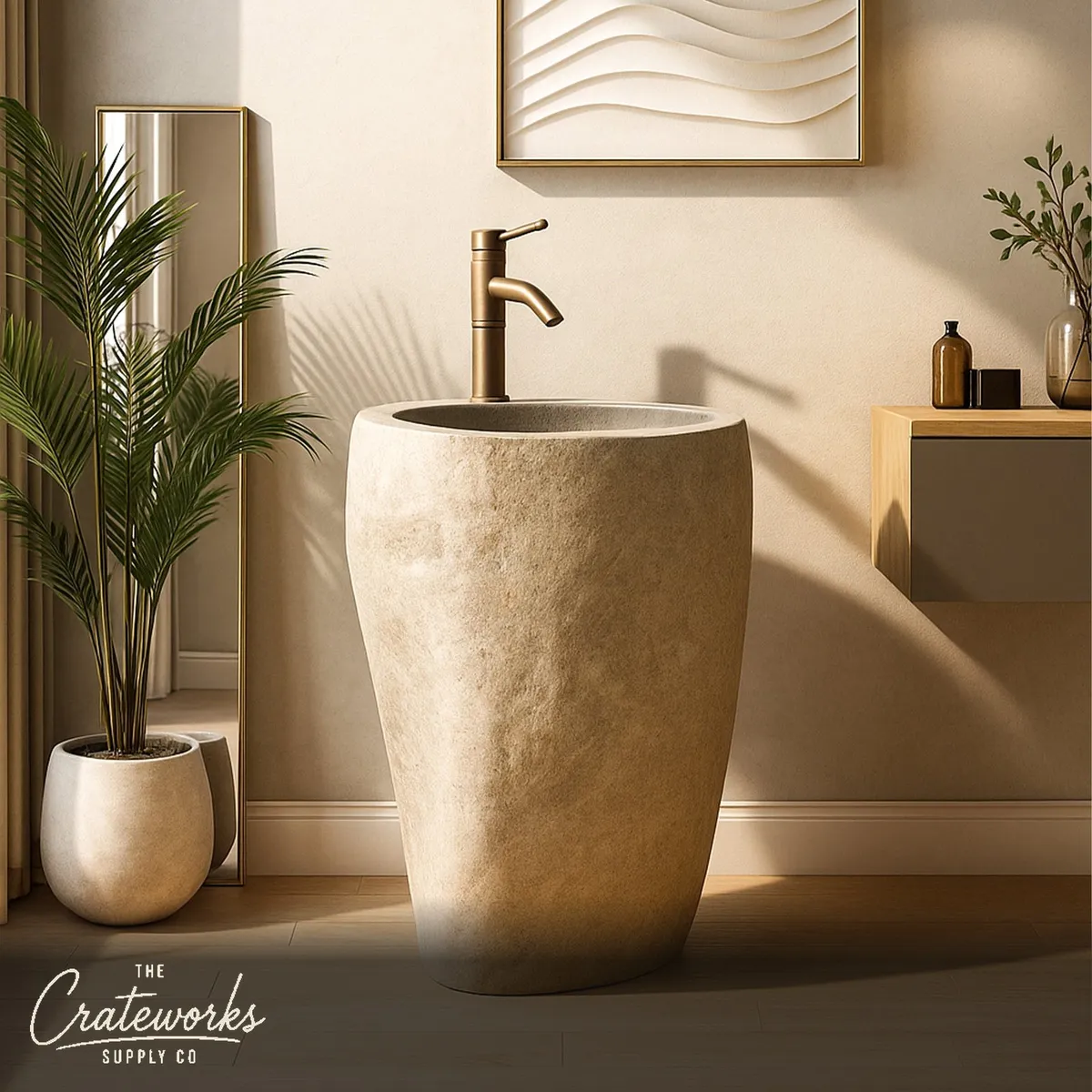 Natural Stone Corner basin with pedestal