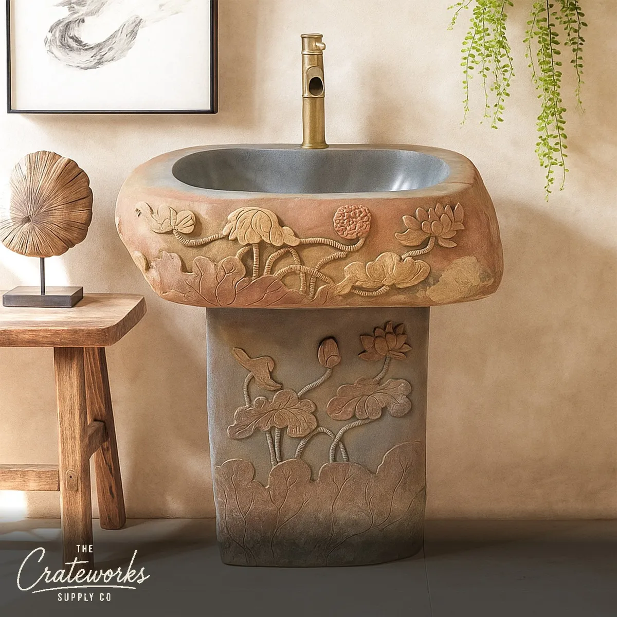 Natural Stone Modern Pedestal Sink