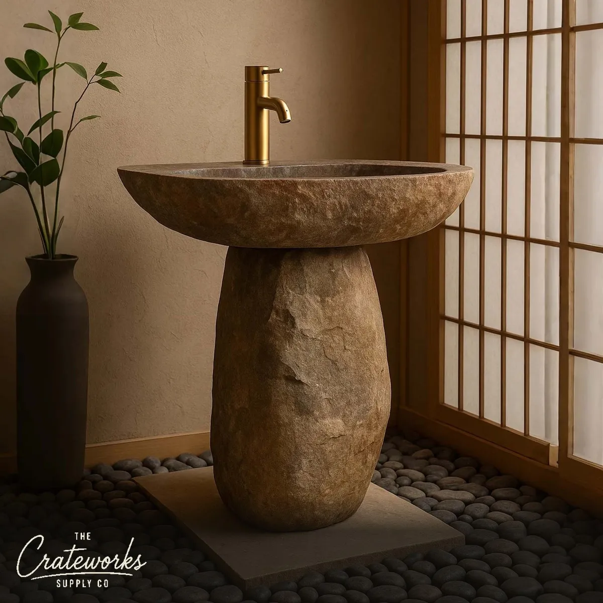 Natural Stone Oval Pedestal Sink