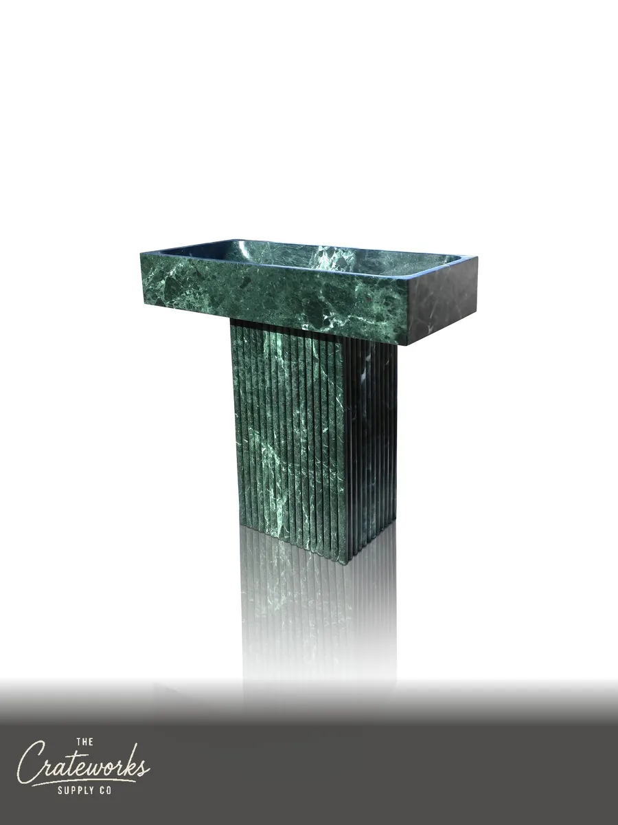 Prada Green Marble Monolithic Basin Sink 34" Tall 35.8" Width