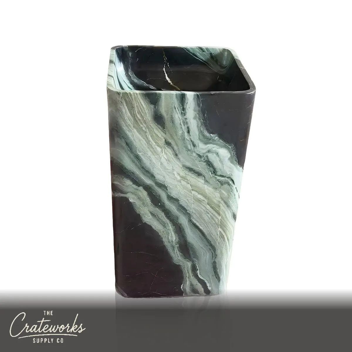 Dark Green Jade Pedestal Sink — Shangri-La Jade 33.46" Tall
