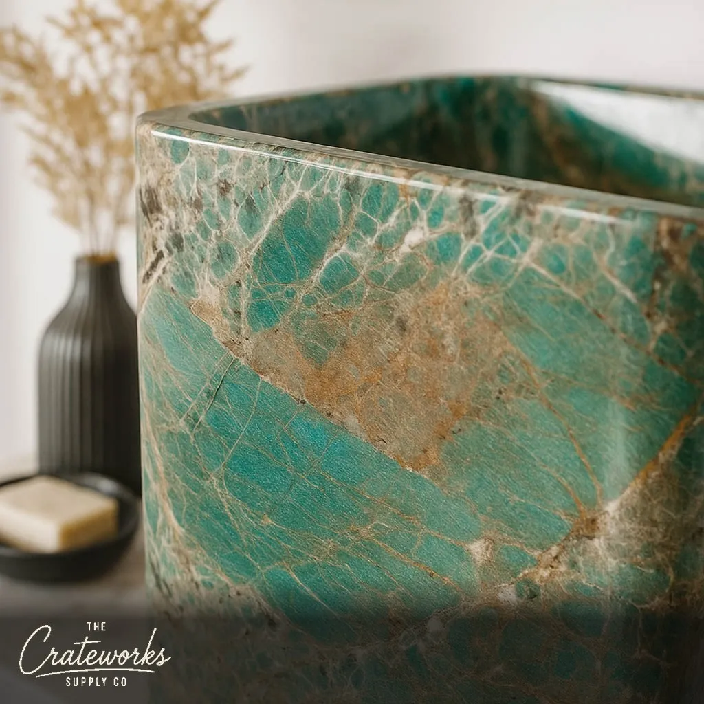 Custom Pedestal Sink — Amazon Turquoise Marble 33.46" Tall