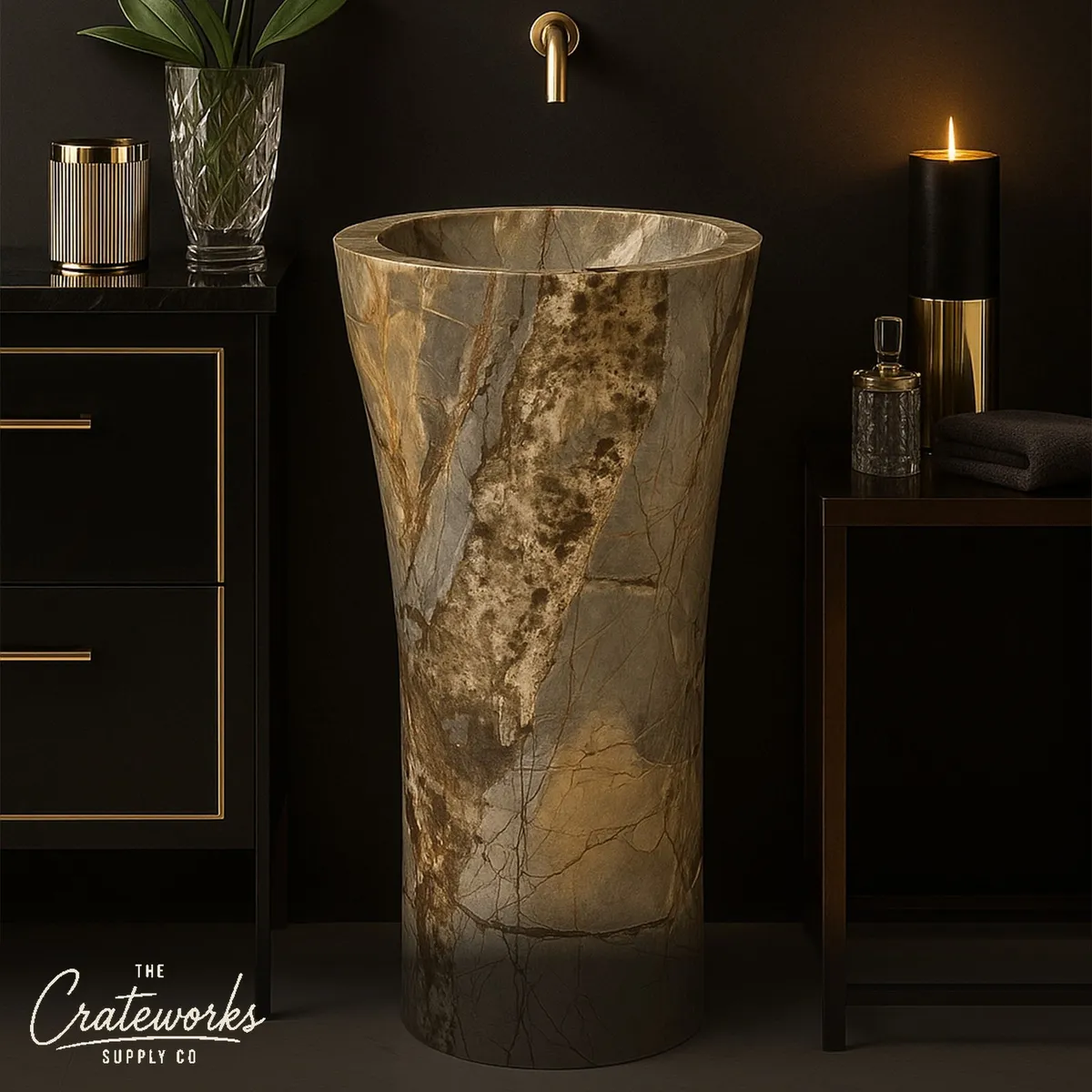 Luxury Marble pedestal sink Valgri white