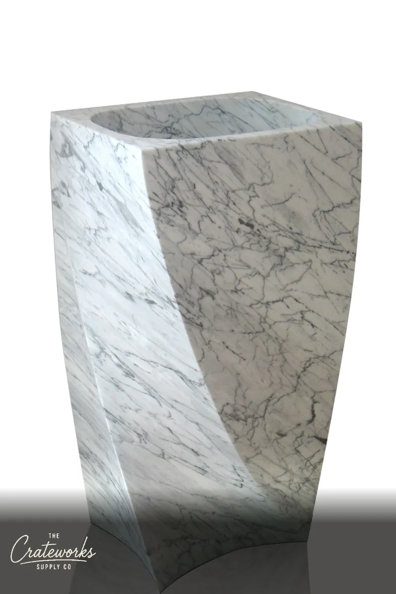 Calacatta white stone pedestal sink