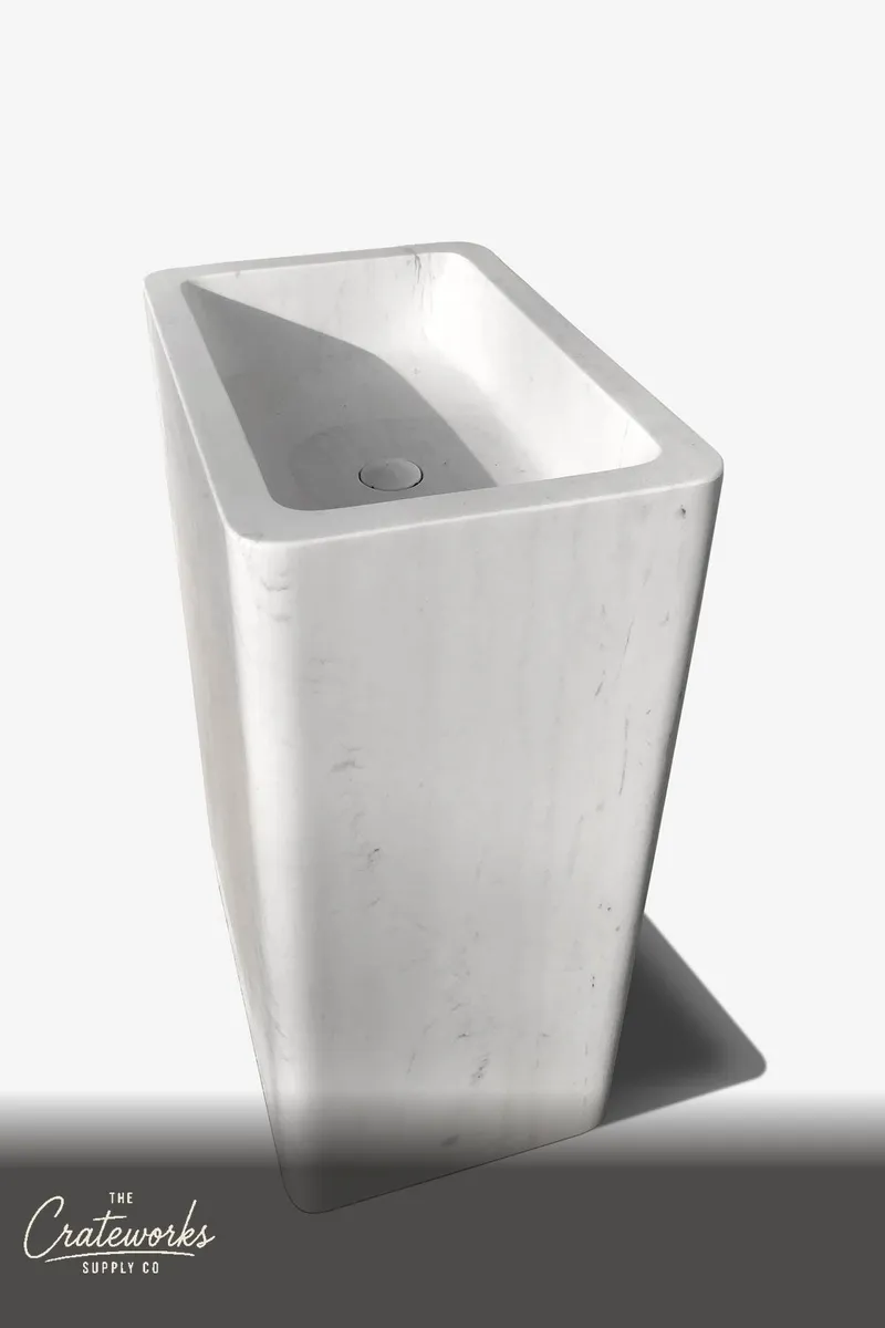 Cubic Marble Pedestal Sink, detail 1