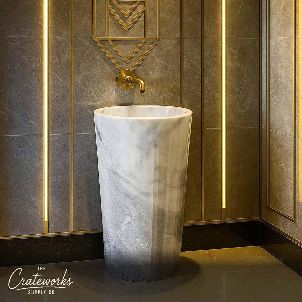 Carrara Marble pedestal sink