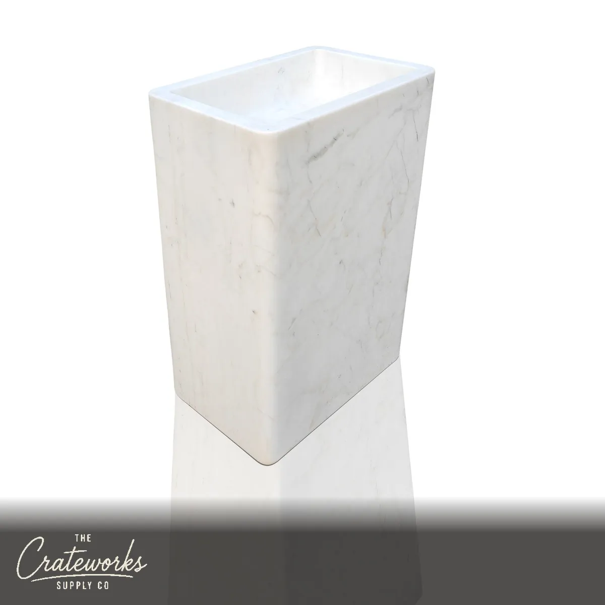 White Marble Pedestal Sink Classic 33.5" Tall