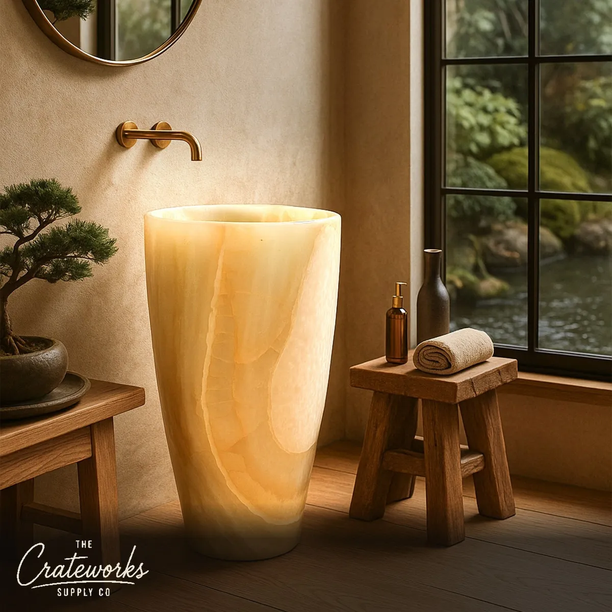 White Onyx Pedestal Sink