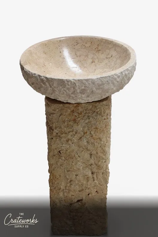 Pedestal stone basin round top