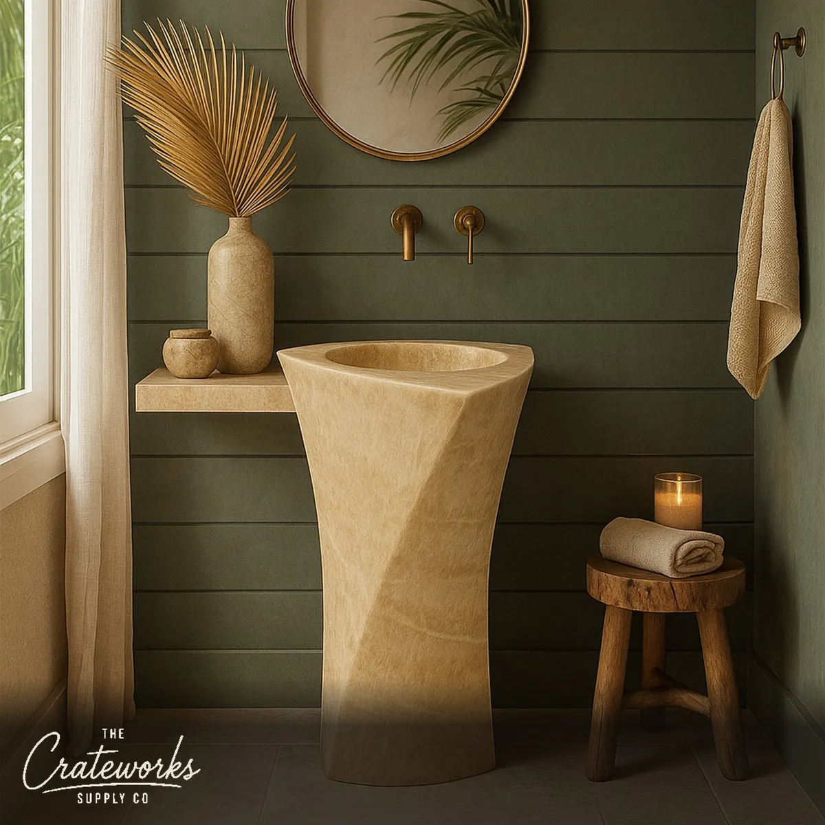 Yellow Onyx Pedestal Sink