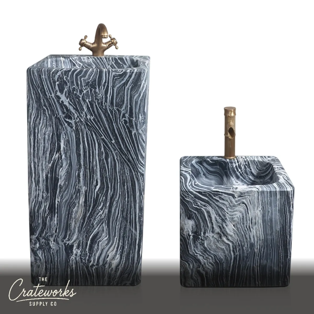 Zebra Stone Pedestal Sink