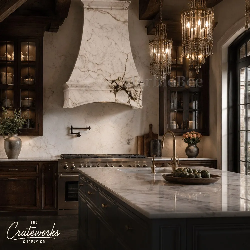 Marble Range Hood Calacatta Monet Traditional