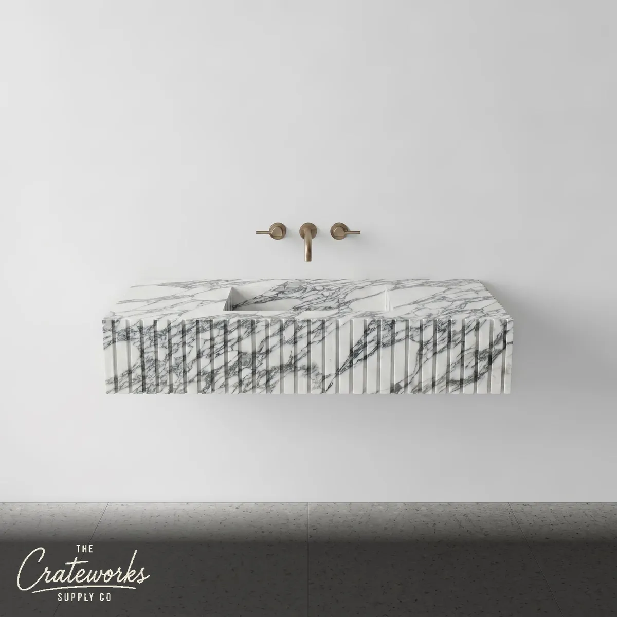 Arabescato Marble Single Sink - Fluted