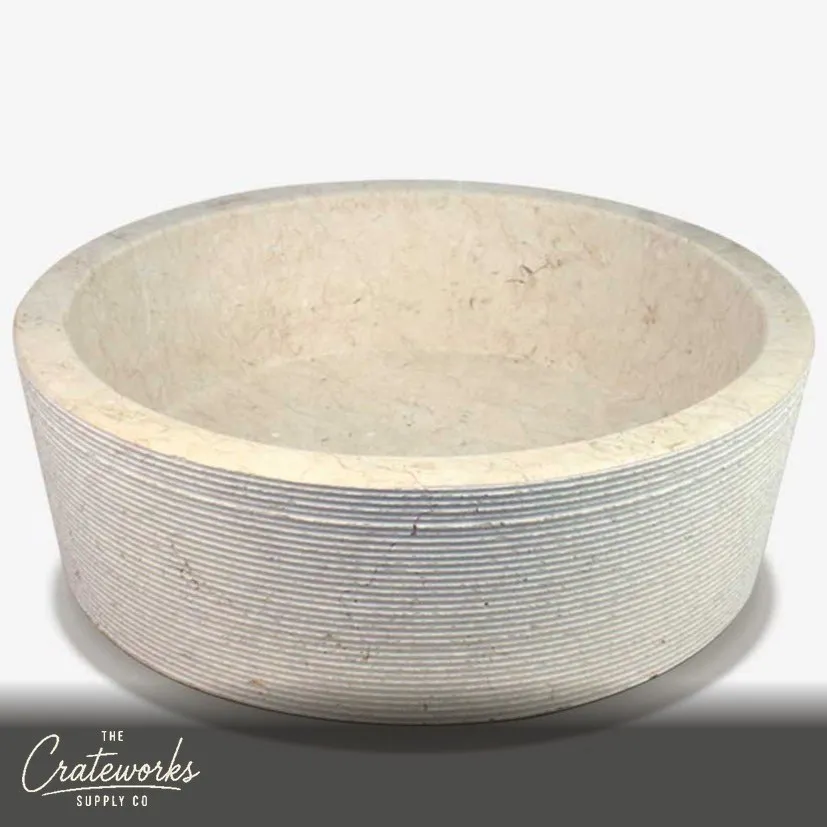 Stone Basin Round Beige, detail 1