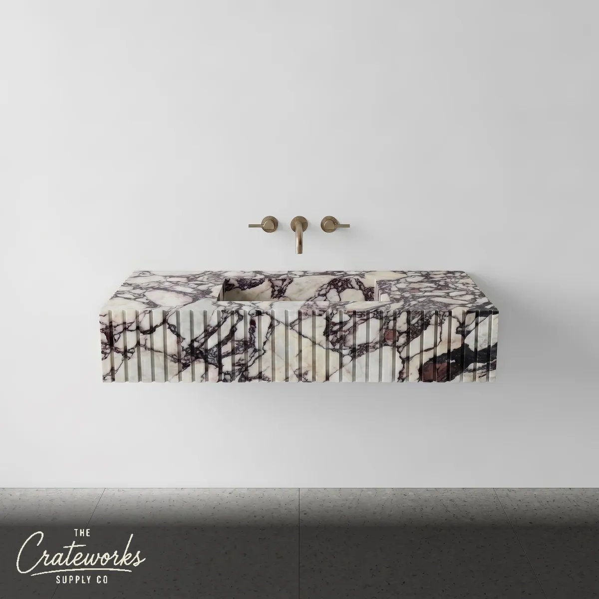 Calacatta Viola Marble Single Sink - Fluted