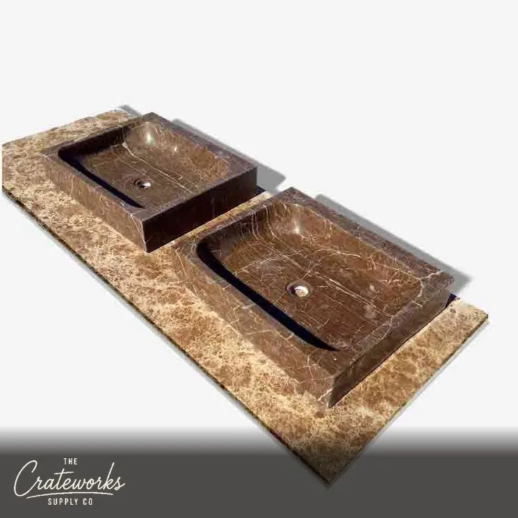 Emperador dark modern marble basin