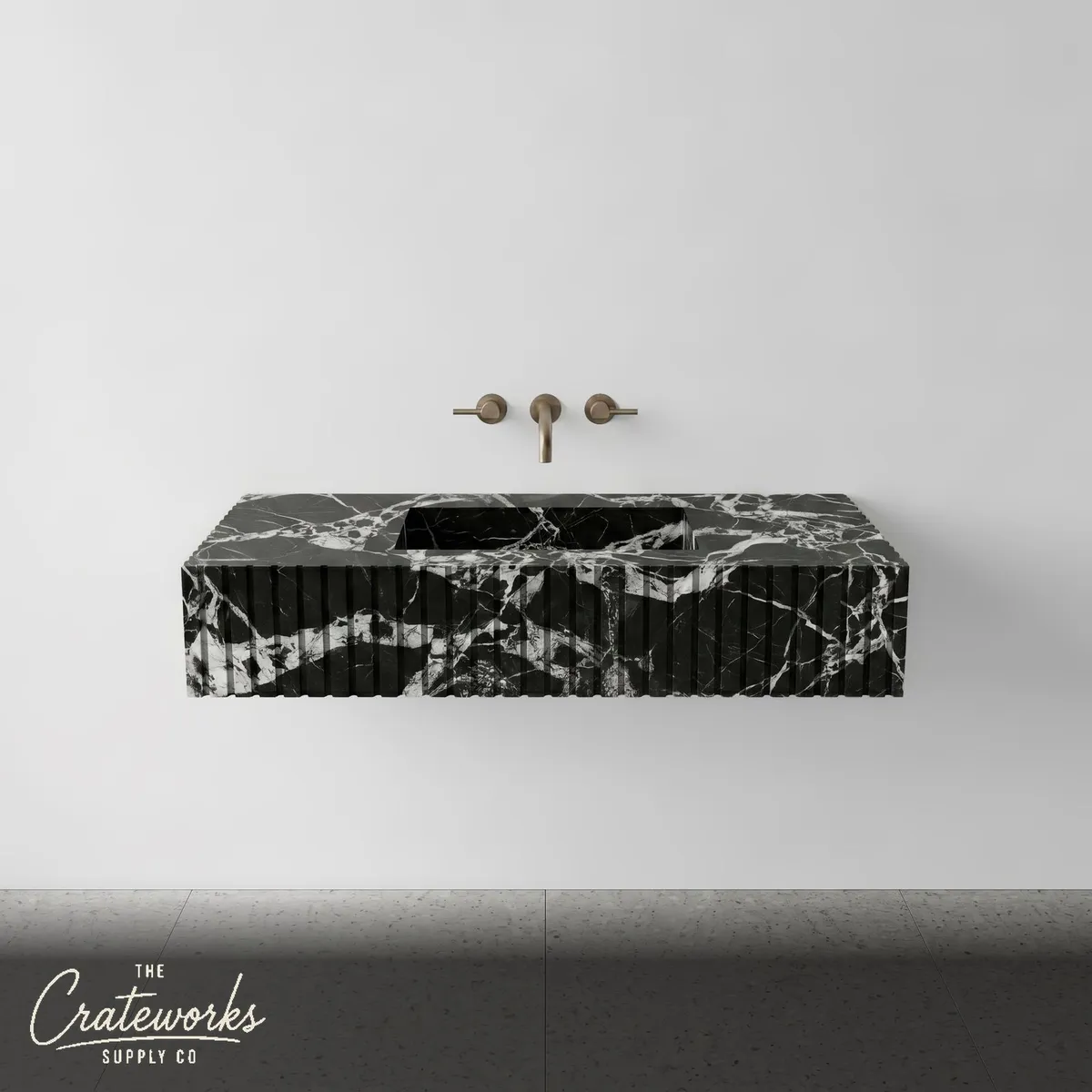 Grand Antique Marble Single Sink - Fluted