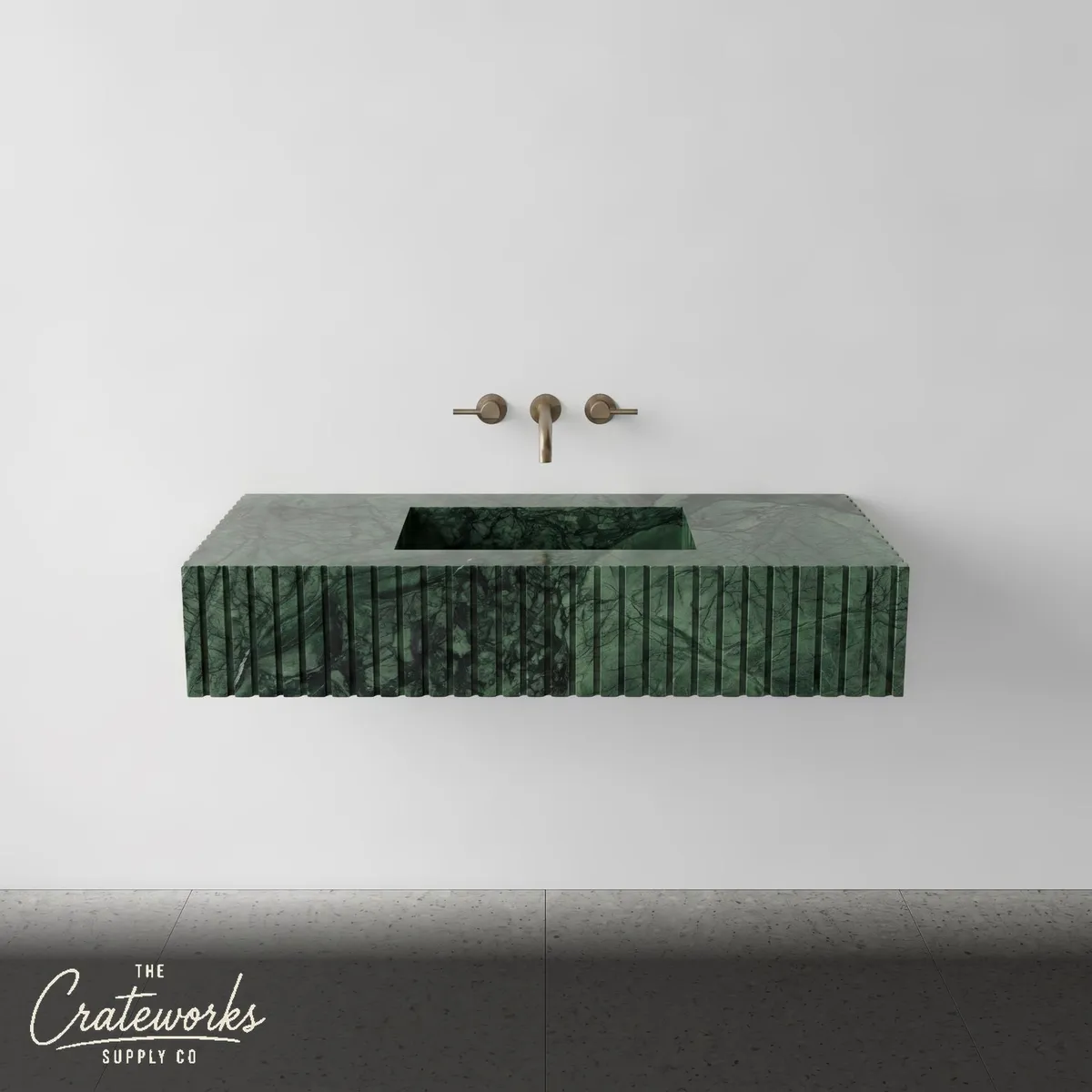 Green Guatemala Marble Single Sink - Fluted