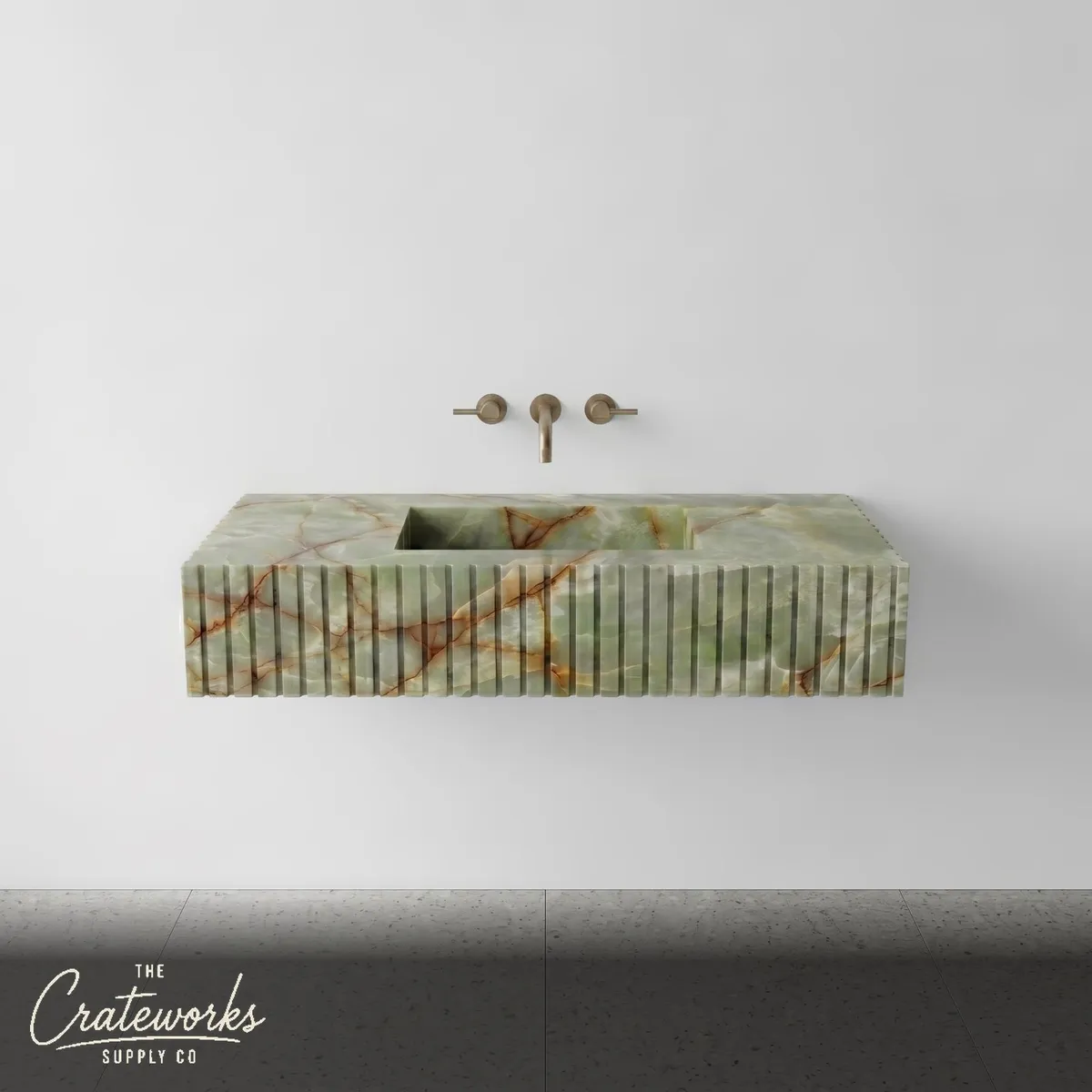 Green Onyx Single Sink - Fluted