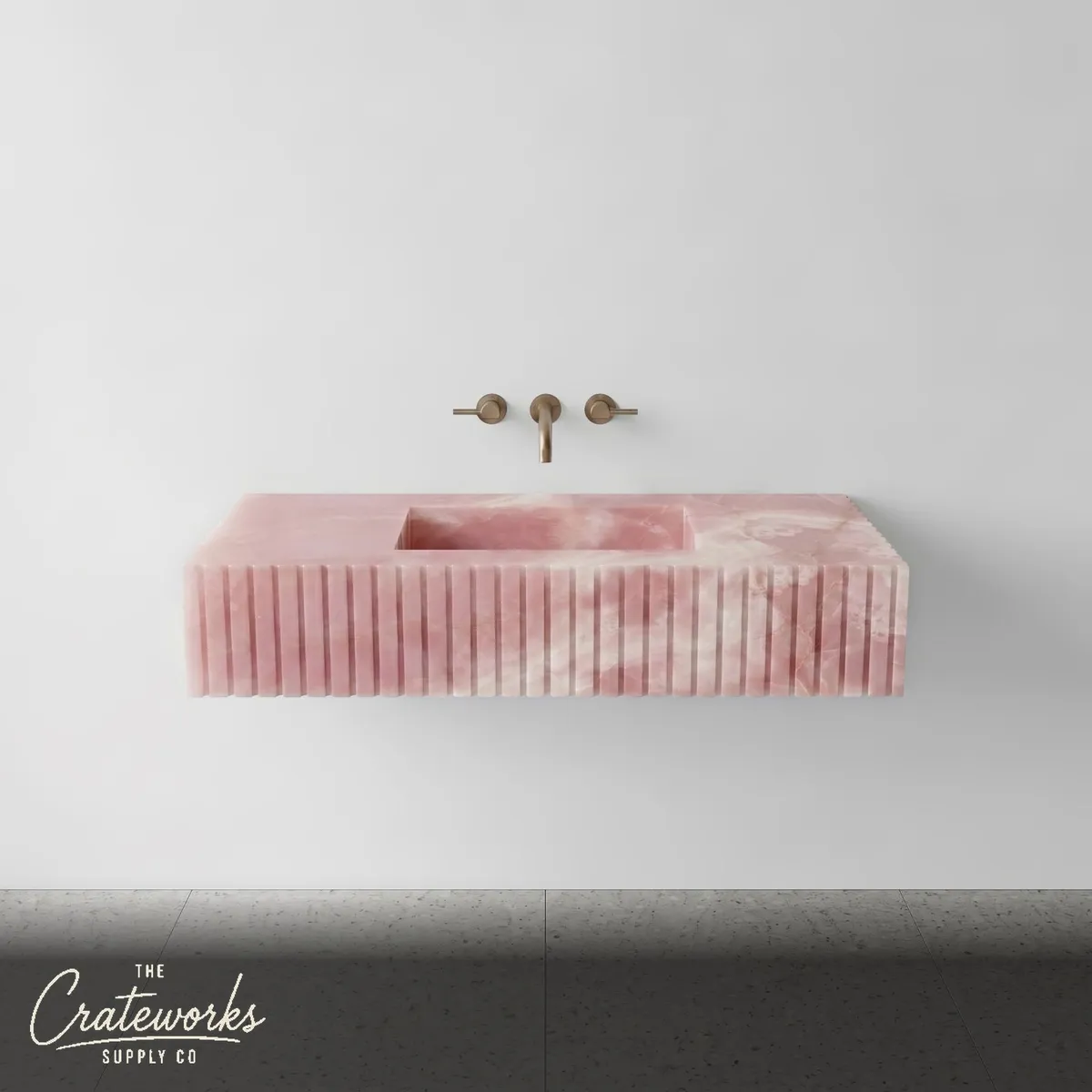 Pink Onyx Single Sink - Fluted