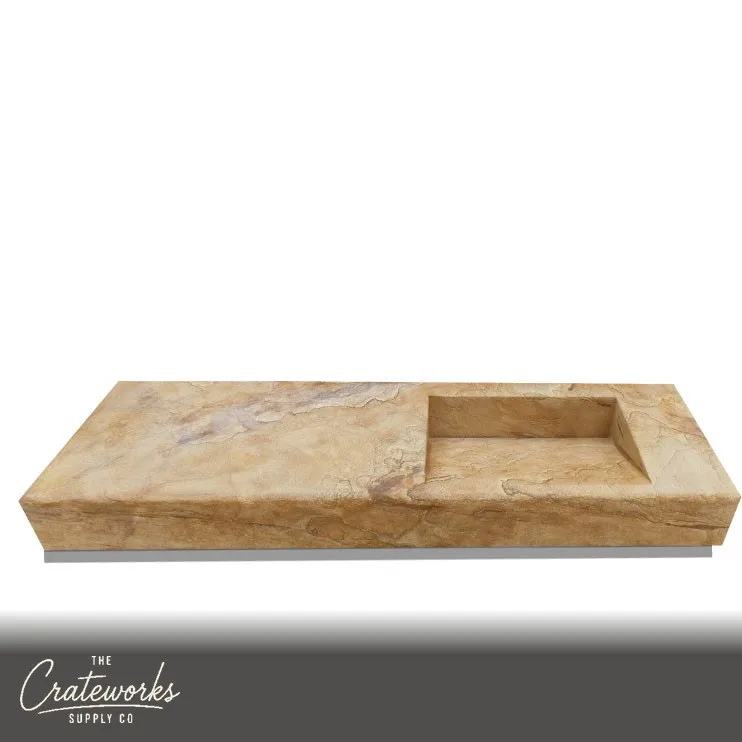 Sandstone rectangular modern washroom sink