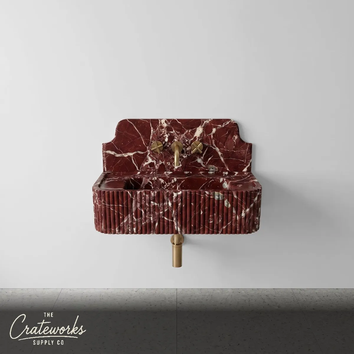 Rosso Levanto Backsplash Sink - Fluted