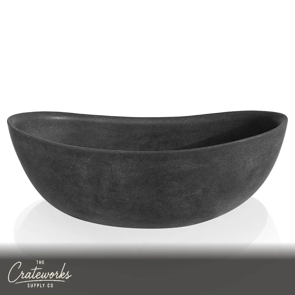 Black stone bathtub with a matte finish