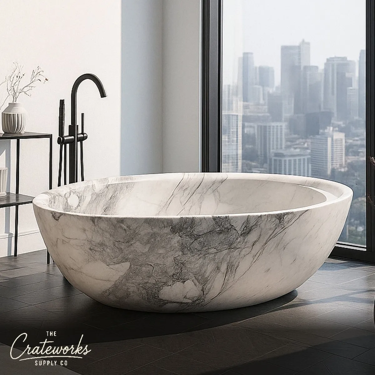 White marble tubs with Blue Patterns Unique Hand-Carved Marble Bath