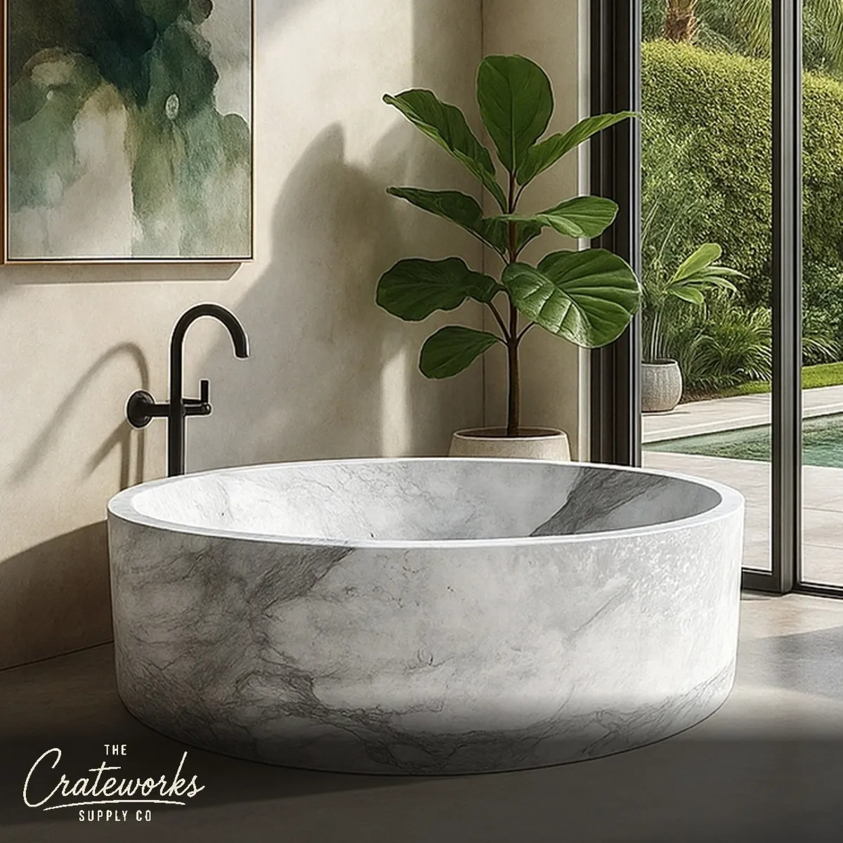 Natural stone bathtub in Japanese soaking tub style 2 person extra Large