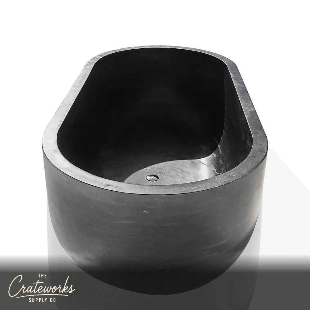 Black Marble Bathtub with Perfect Curve for Ultimate Comfort While Lying Back