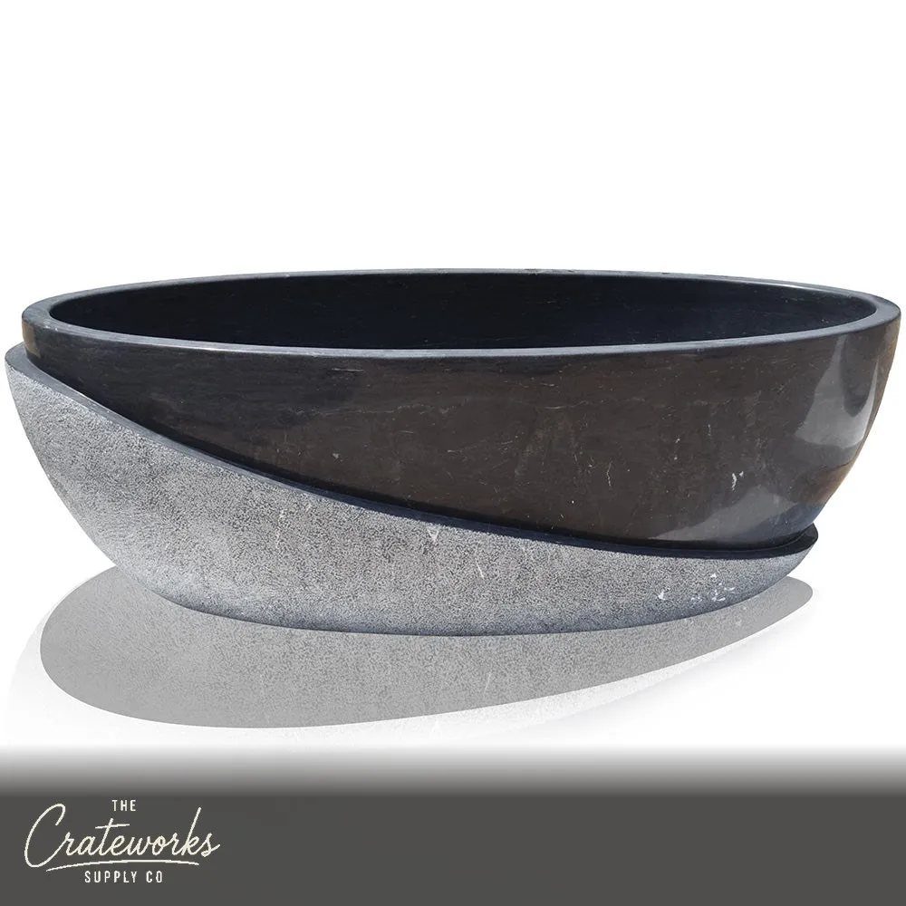 Black Granite Tub Half with Chiseled Half Polished Finish Perfect for Luxury Projects