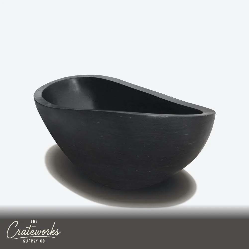 Marble tub in Papillon shape made of absolute black marble