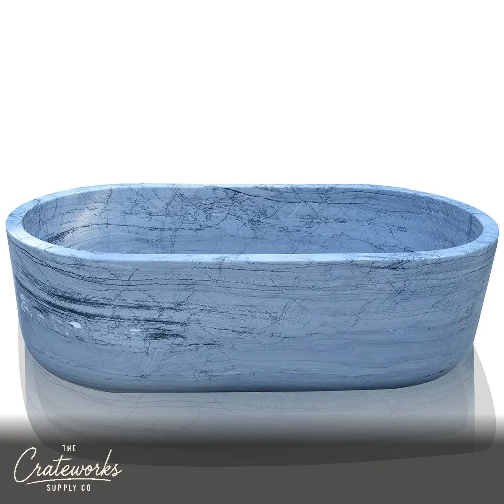 Modern Marble Bathtub light blue marble Large size for two people For Sale